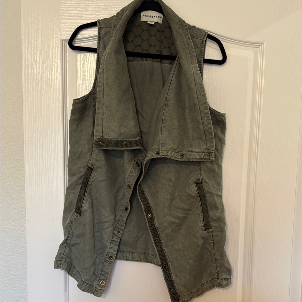 Anthropologie Green Utility Vest Relaxed Fit